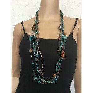 Multi Strand Turquoise  and Brown  Necklace